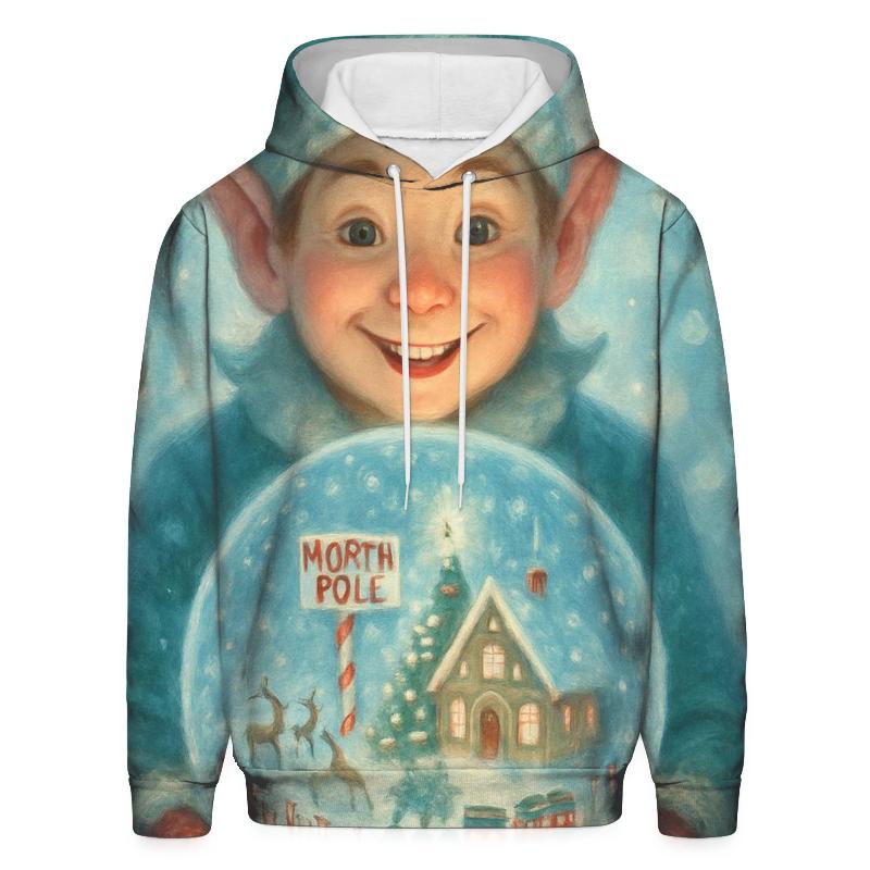 North Pole Snow Globe Workshop designer hoodies