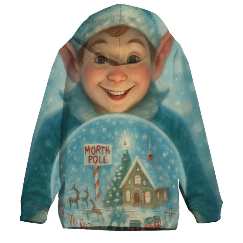 North Pole Snow Globe Workshop designer hoodies