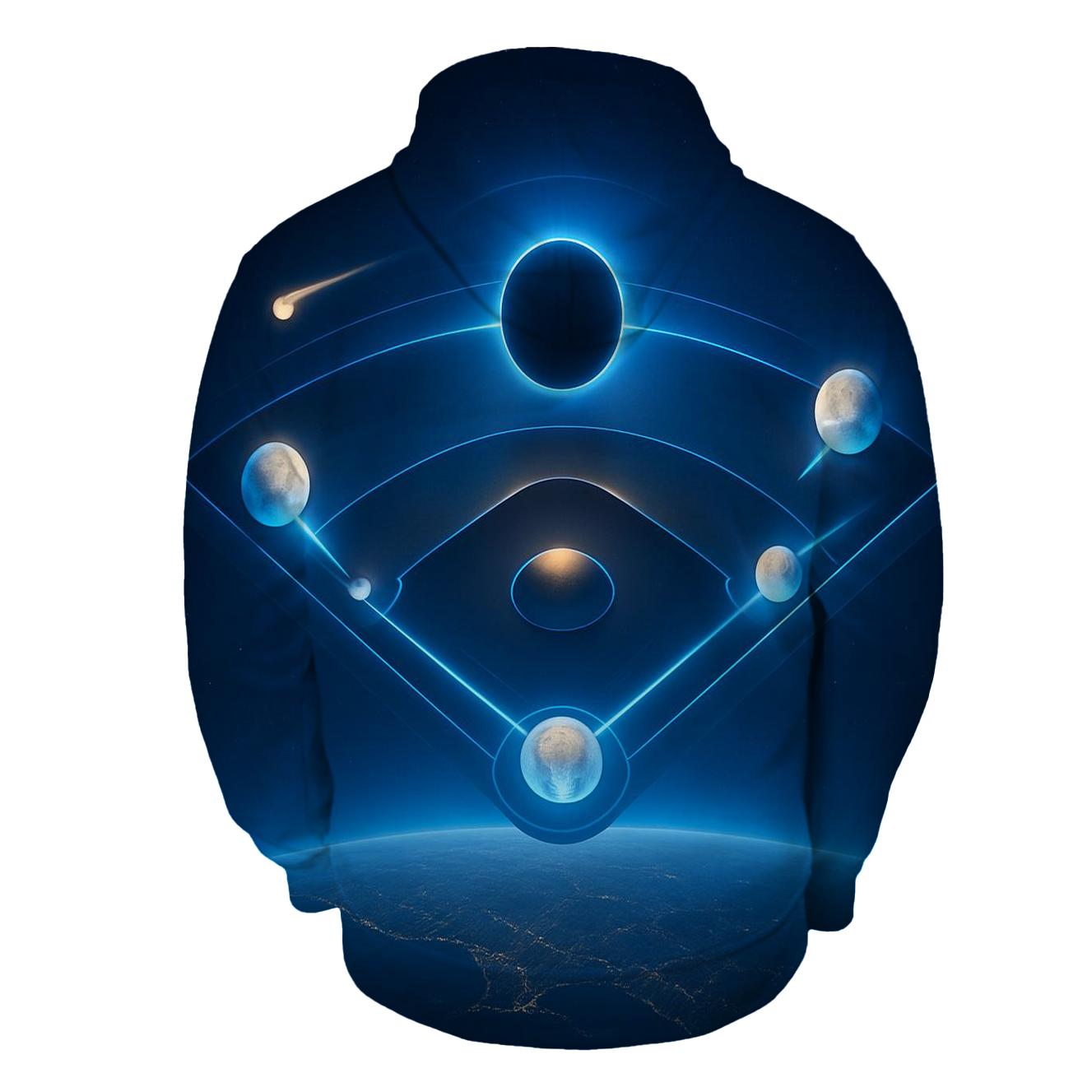 Orbiting Bases Under Blue Eclipse lightweight hoodies