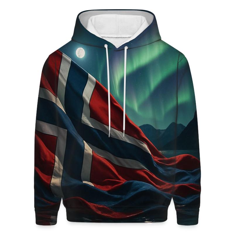 Norwegian Flag Aurora Fjord Waves hoodies fashion