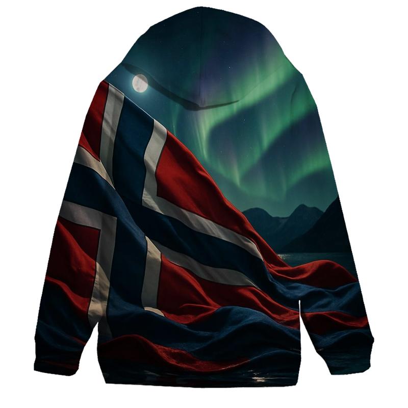 Norwegian Flag Aurora Fjord Waves hoodies fashion
