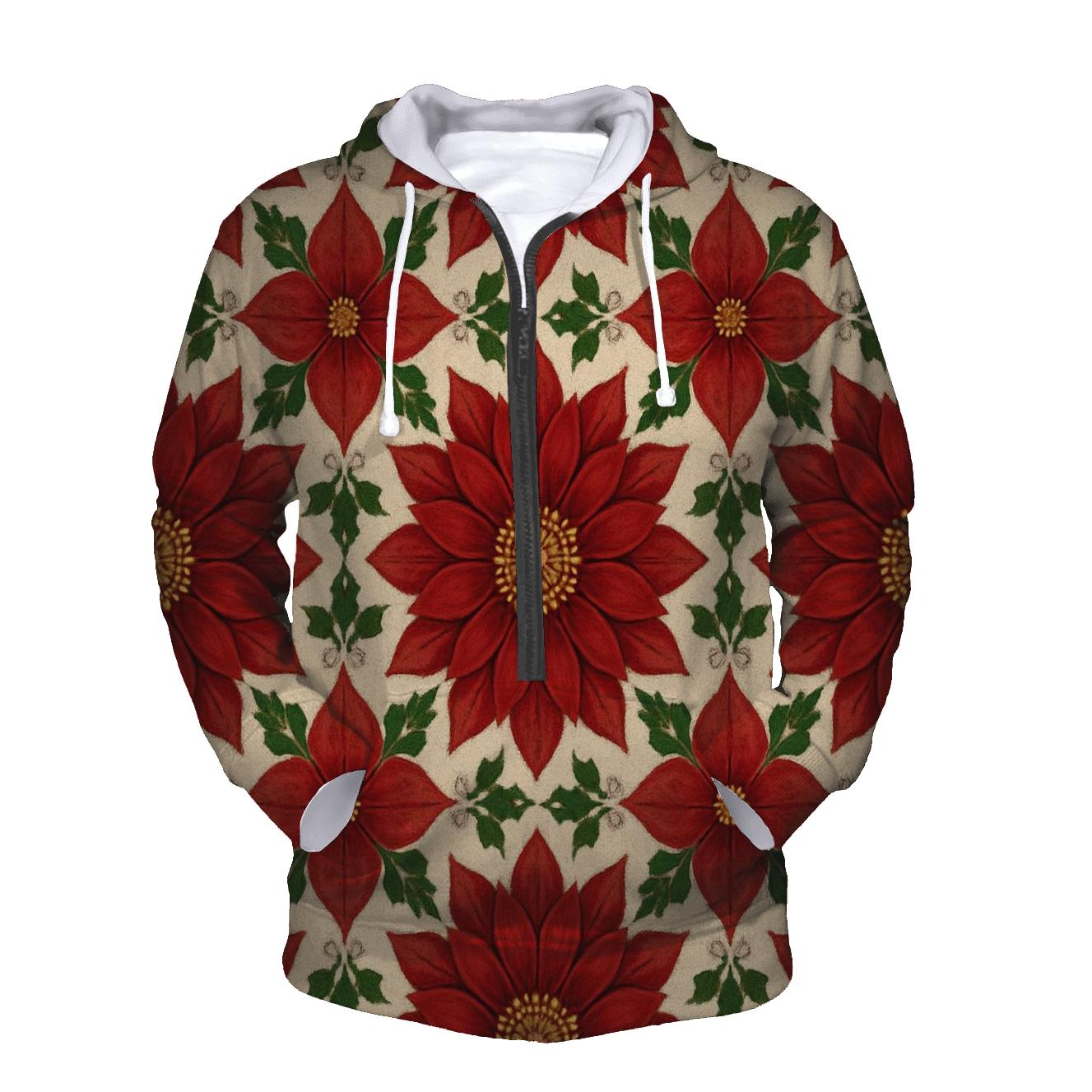 Poinsettia Mandala Tessellation printed hoodies