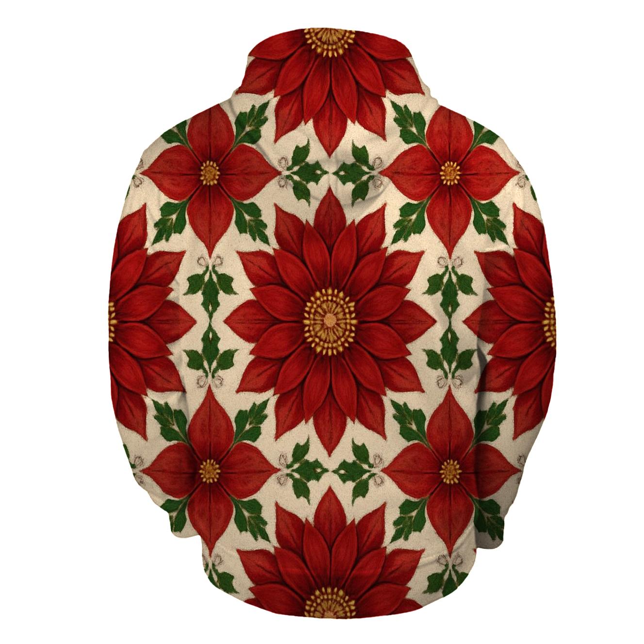 Poinsettia Mandala Tessellation printed hoodies