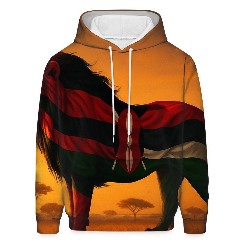 Kenyan Flag Savannah Lion Silhouette hoodies fashion