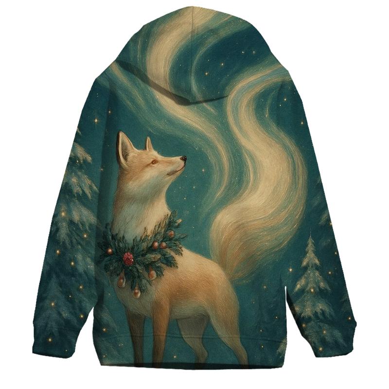 Aurora Fox In Christmas Forest heavyweight hoodies