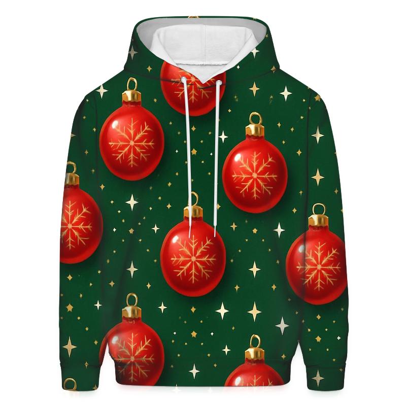 Crimson Christmas Ornament Lattice heavyweight hoodies