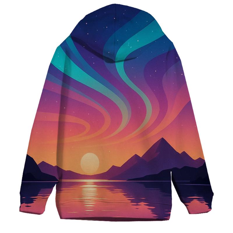 Aurora Sunset Over Crystal Lake lightweight hoodies