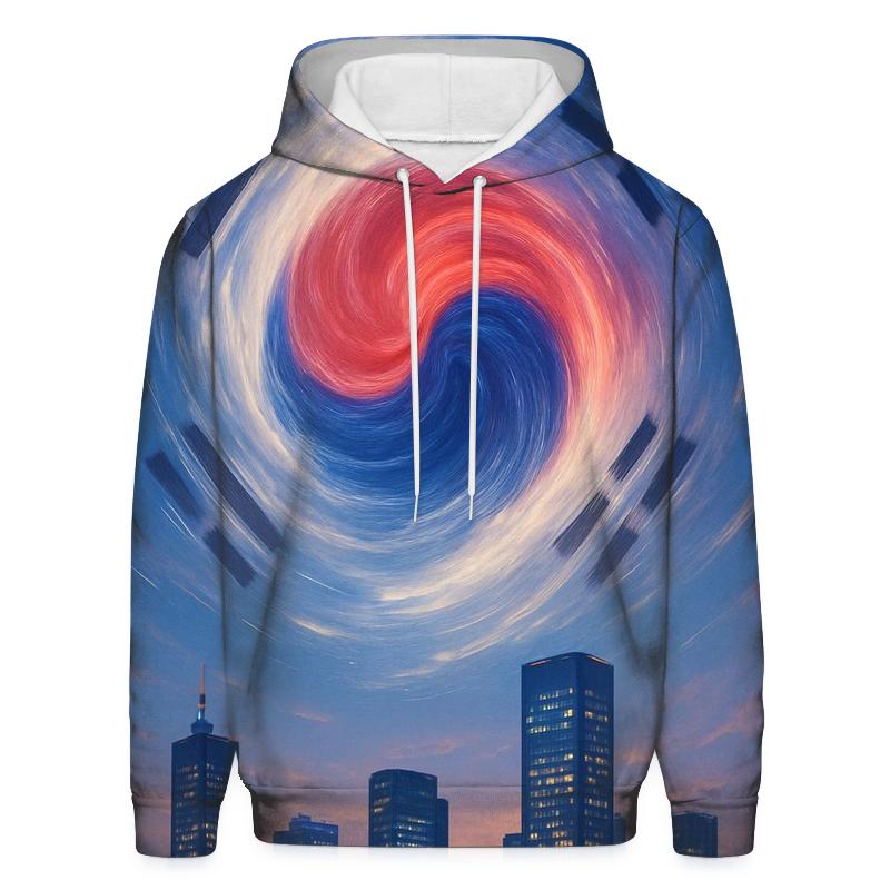South Korean Flag Sky Mandala Over City hoodie designs