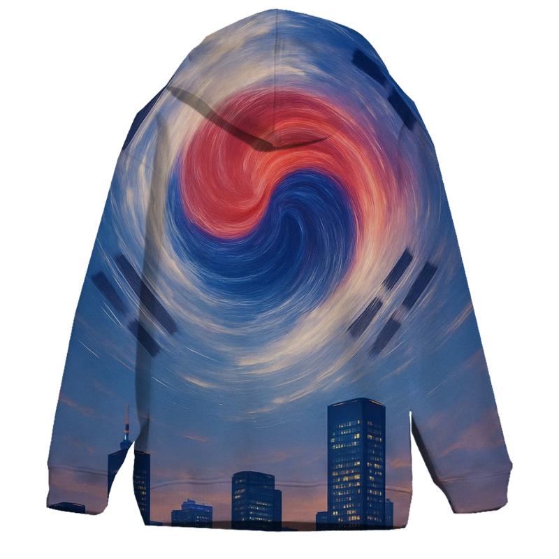 South Korean Flag Sky Mandala Over City hoodie designs