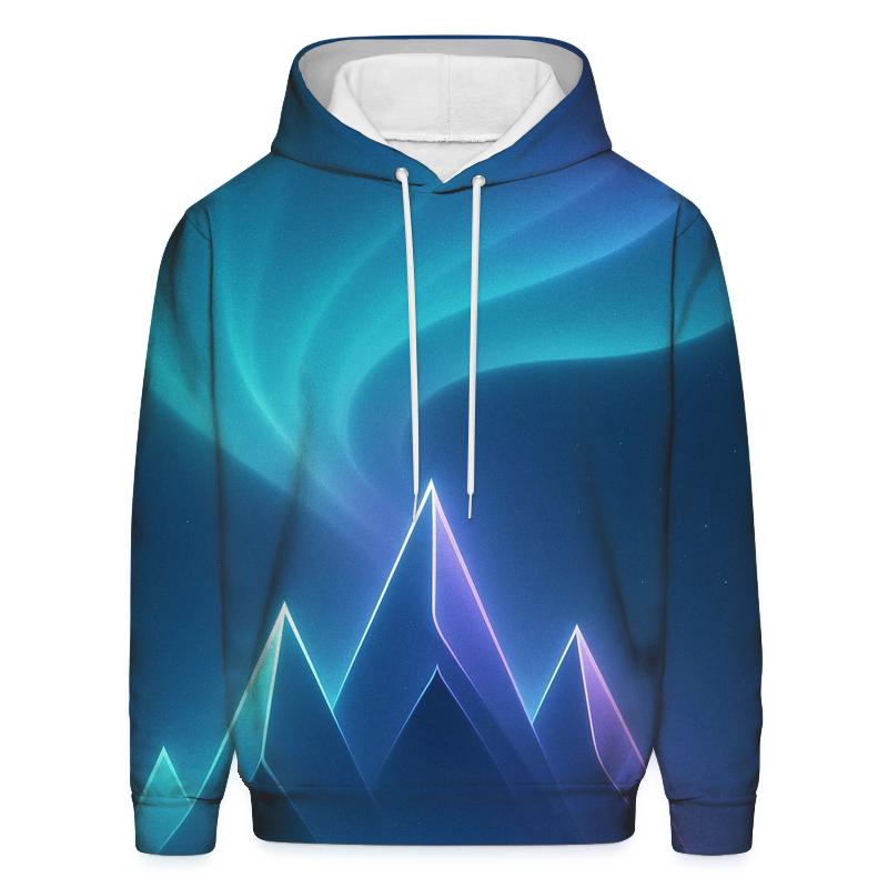 Aurora Veil Gradient Peaks embroidered hoodies