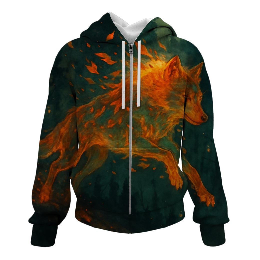 Forest Ember Spirit Wolf lightweight hoodies