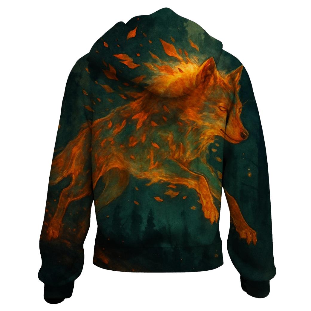 Forest Ember Spirit Wolf lightweight hoodies
