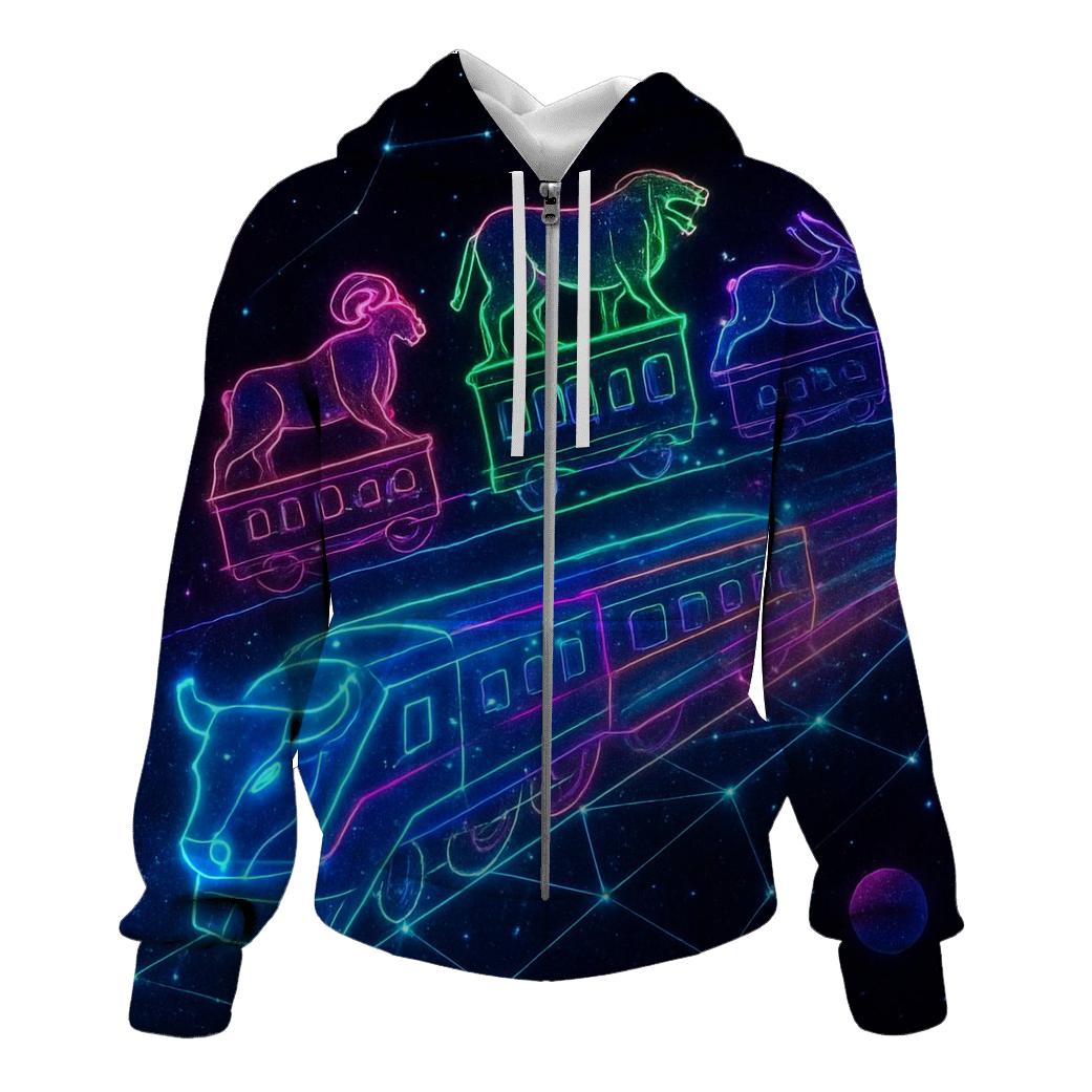 Neon Zodiac Constellation Train lightweight hoodies