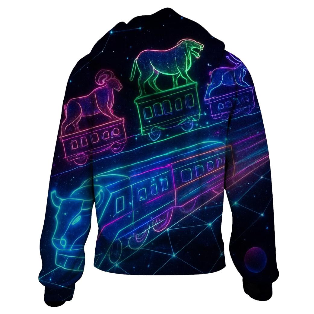 Neon Zodiac Constellation Train lightweight hoodies