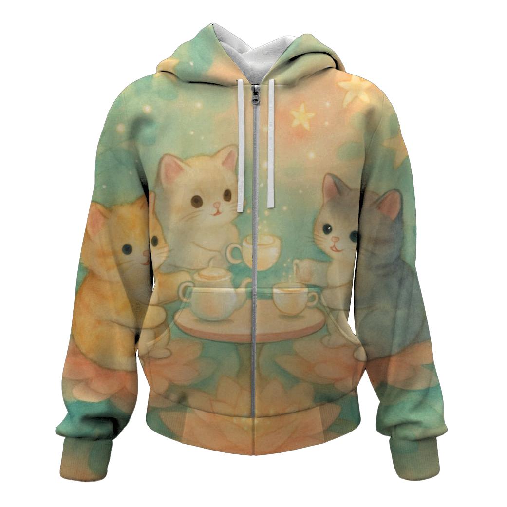 Stargarden Tea Party Kittens designer hoodies