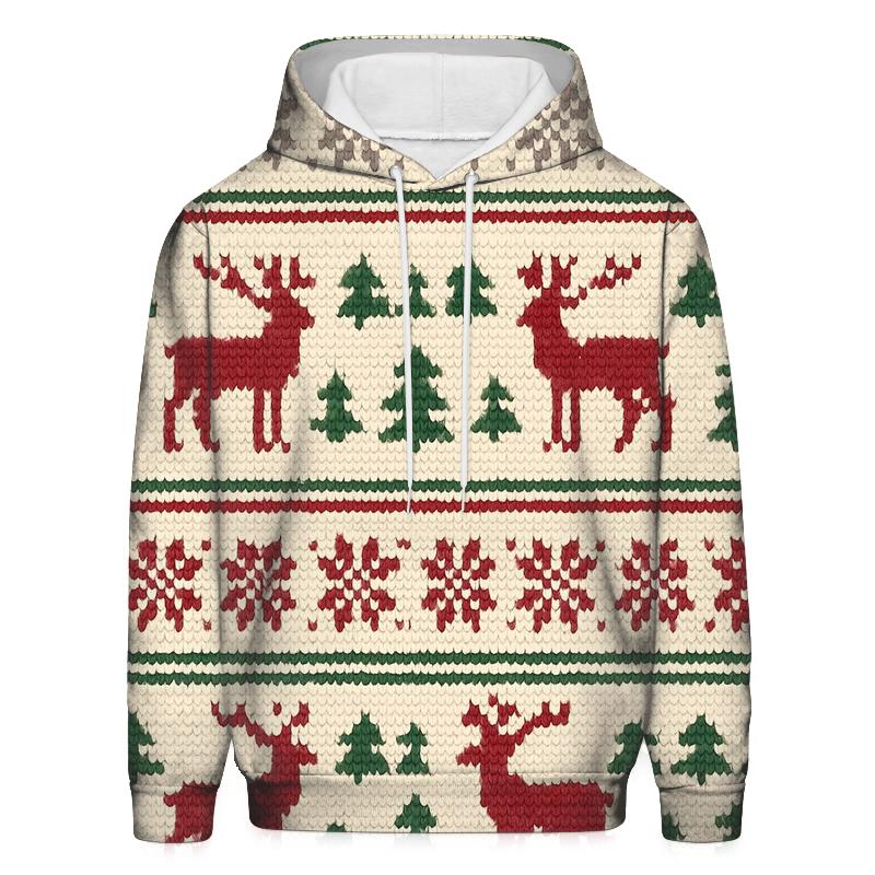 Nordic Reindeer Fair Isle Stripe graphic hoodies