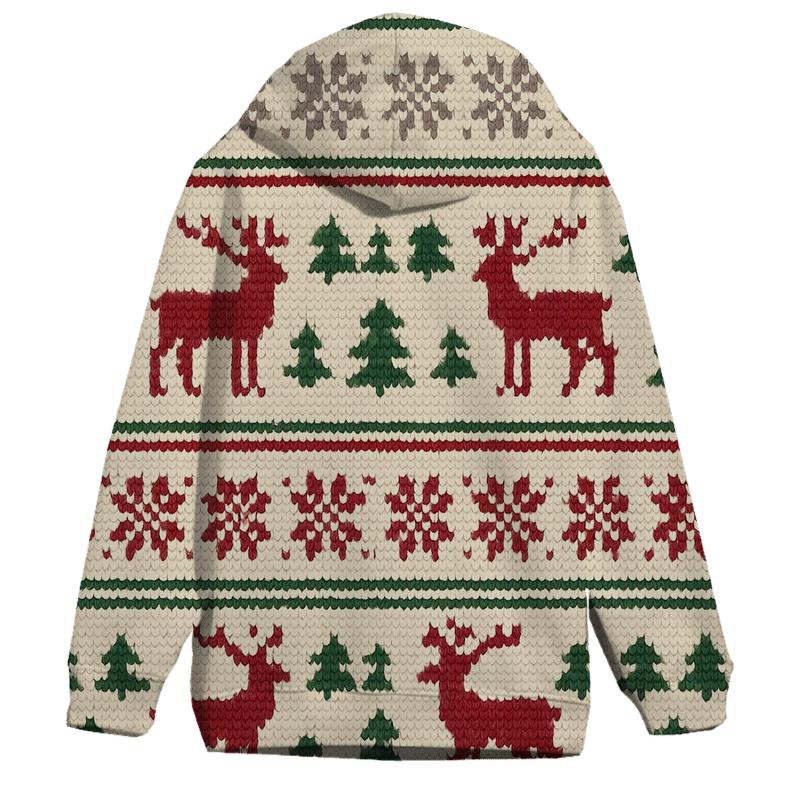 Nordic Reindeer Fair Isle Stripe graphic hoodies