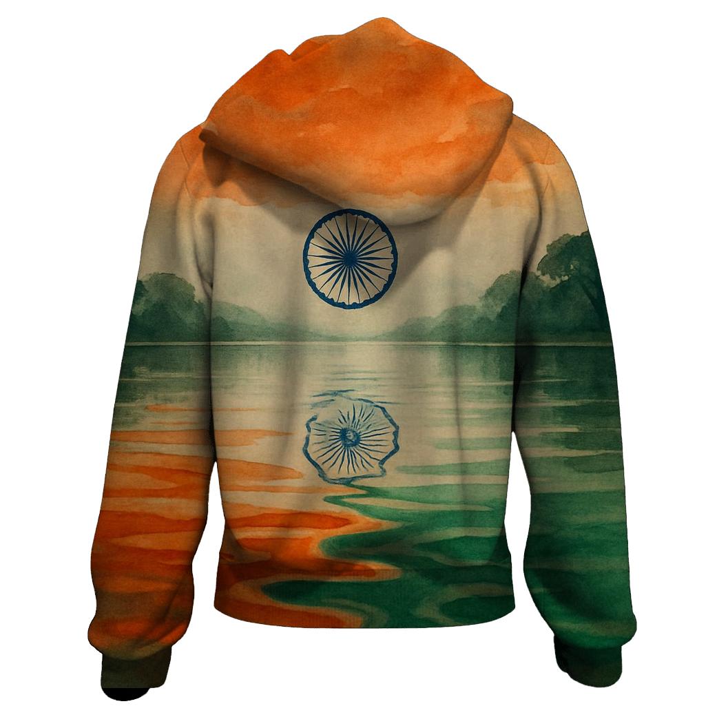 Indian Tricolor Monsoon River Reflection printed hoodies
