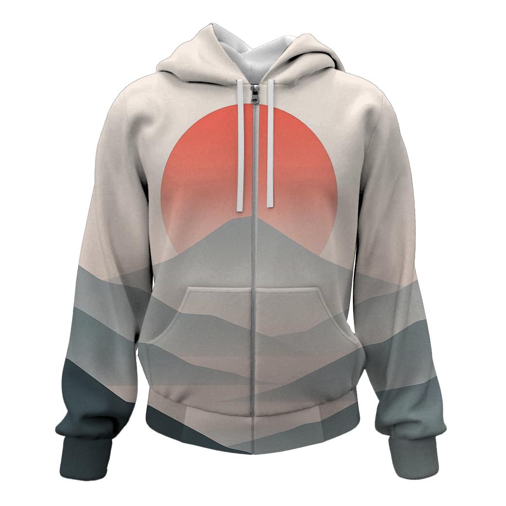 Japanese Flag Minimalist Mountain Dawn designer hoodies