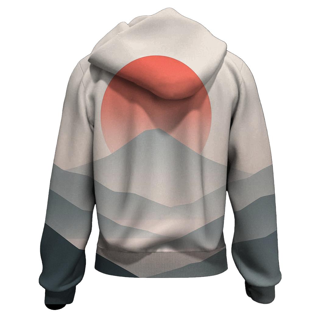 Japanese Flag Minimalist Mountain Dawn designer hoodies