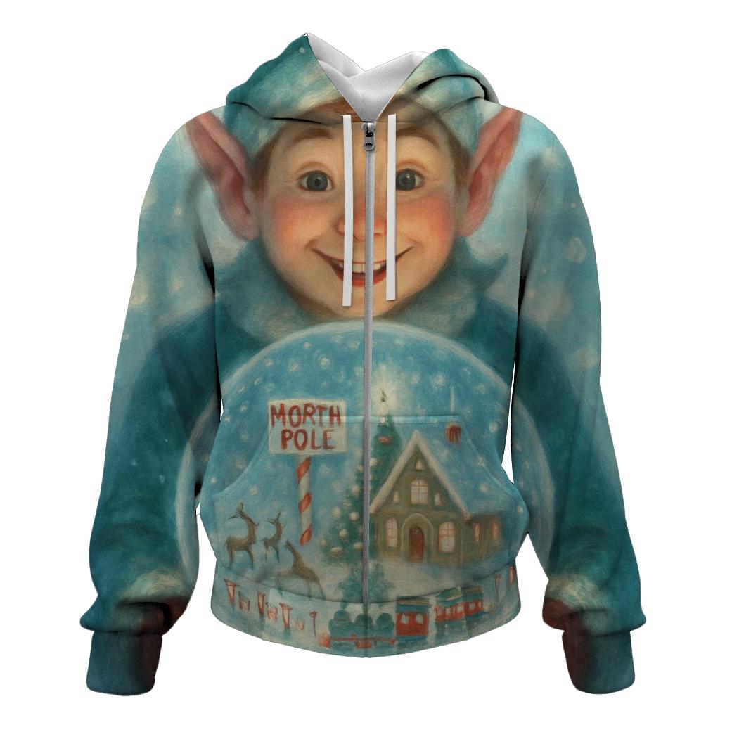 North Pole Snow Globe Workshop designer hoodies