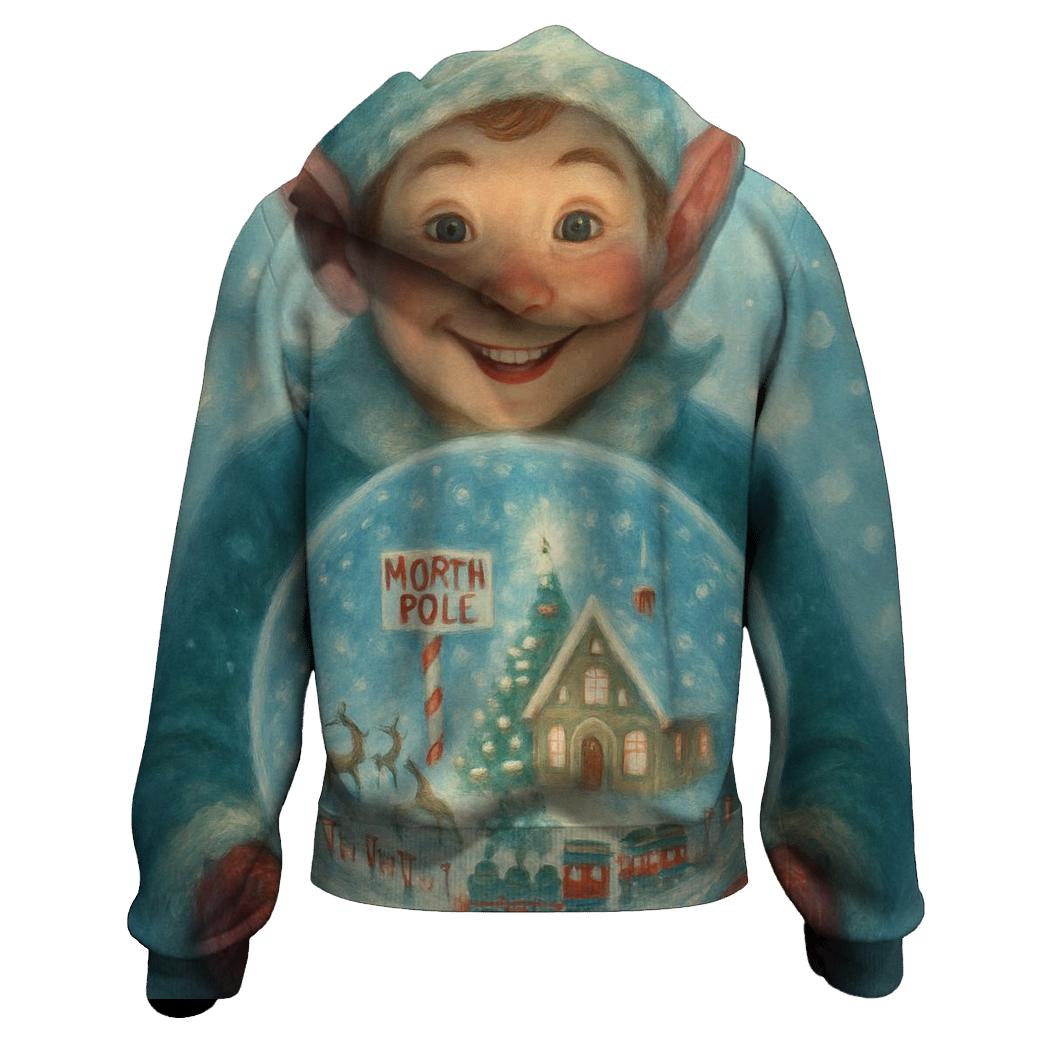 North Pole Snow Globe Workshop designer hoodies