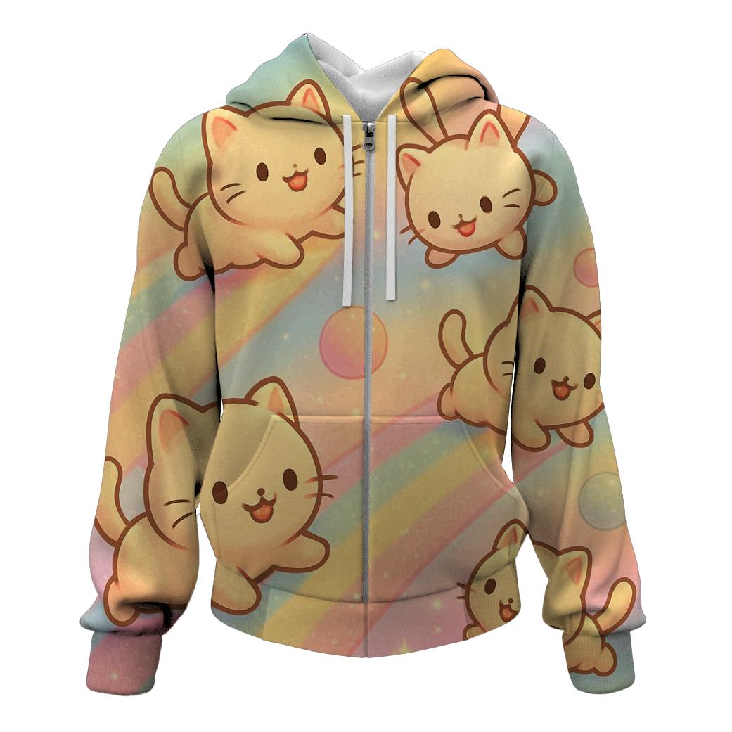 Candy Comet Playground Cats zip-up hoodies