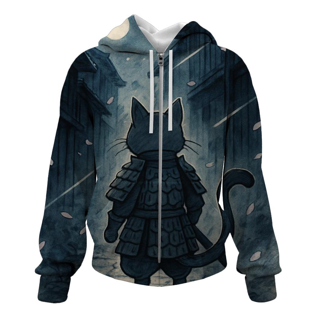 Moonlit Samurai Alley Cat hoodies fashion