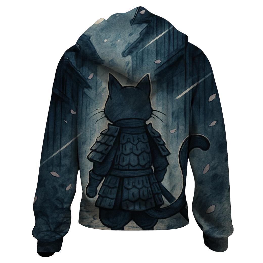 Moonlit Samurai Alley Cat hoodies fashion