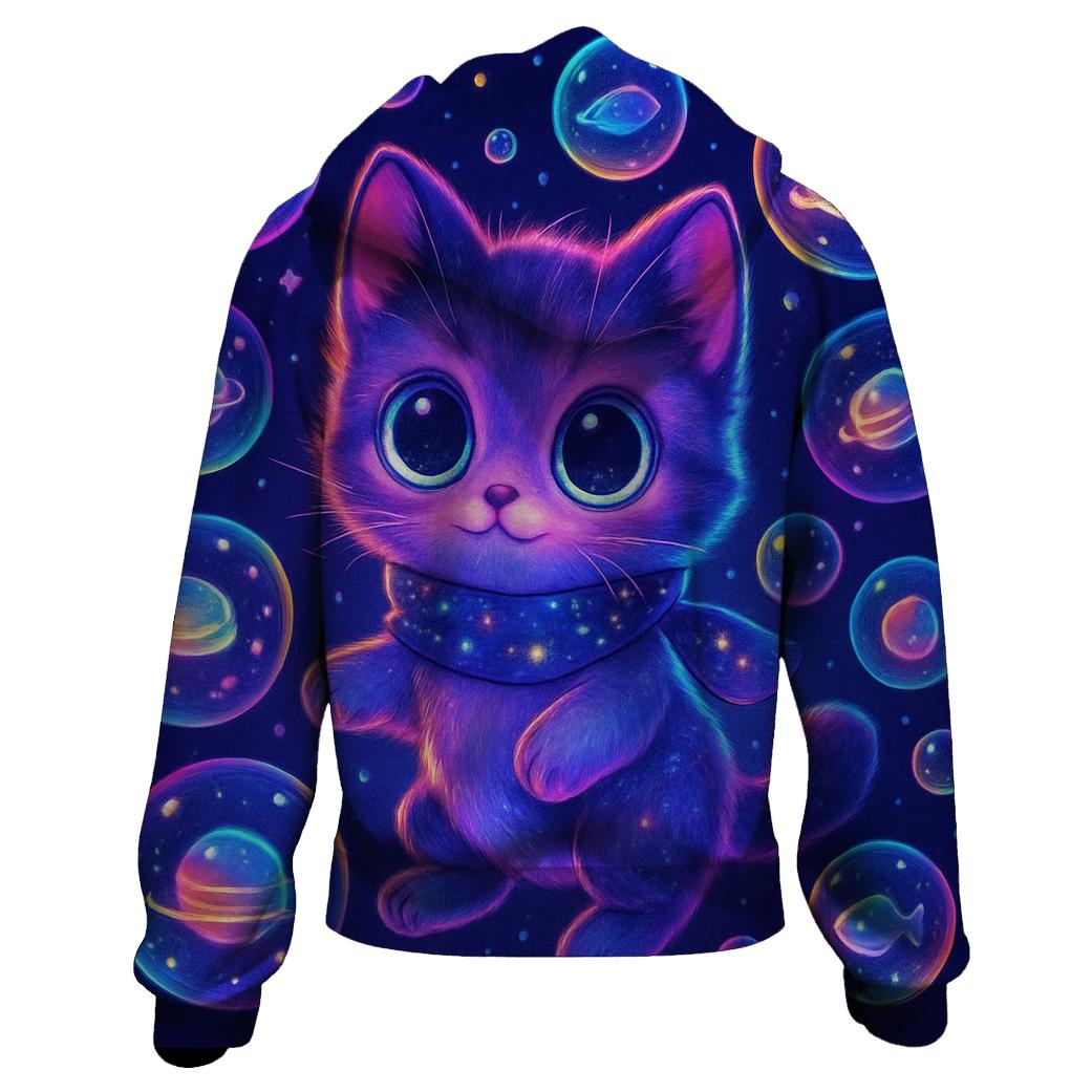 Bubble Galaxy Explorer Kitten designer hoodies