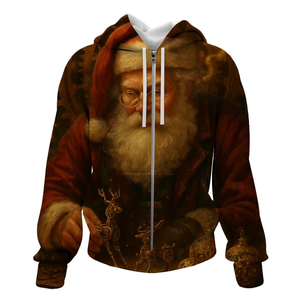 Clockwork Workshop Santa embroidered hoodies