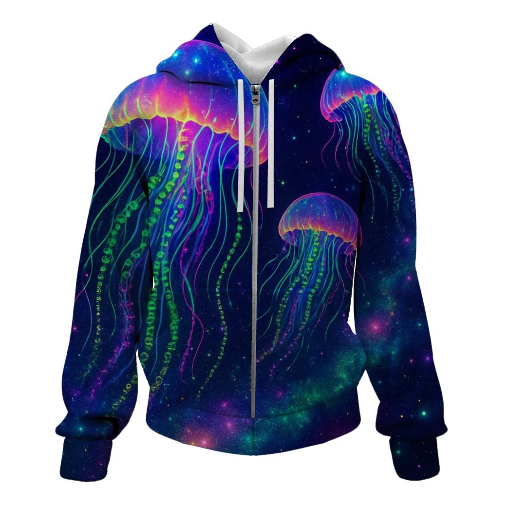 Quantum Jellyfish Nebula zip-up hoodies