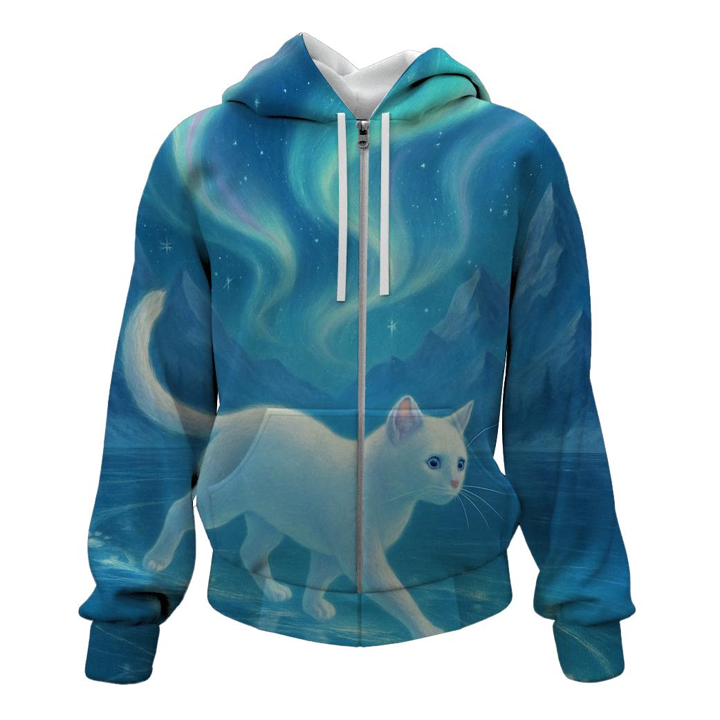 Aurora Ice Skater Snow Cat hoodie trends