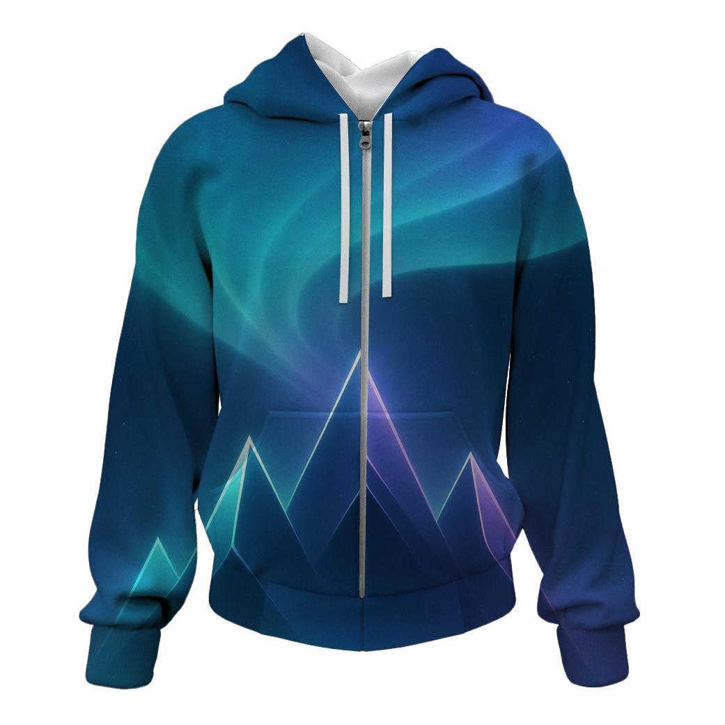 Aurora Veil Gradient Peaks embroidered hoodies