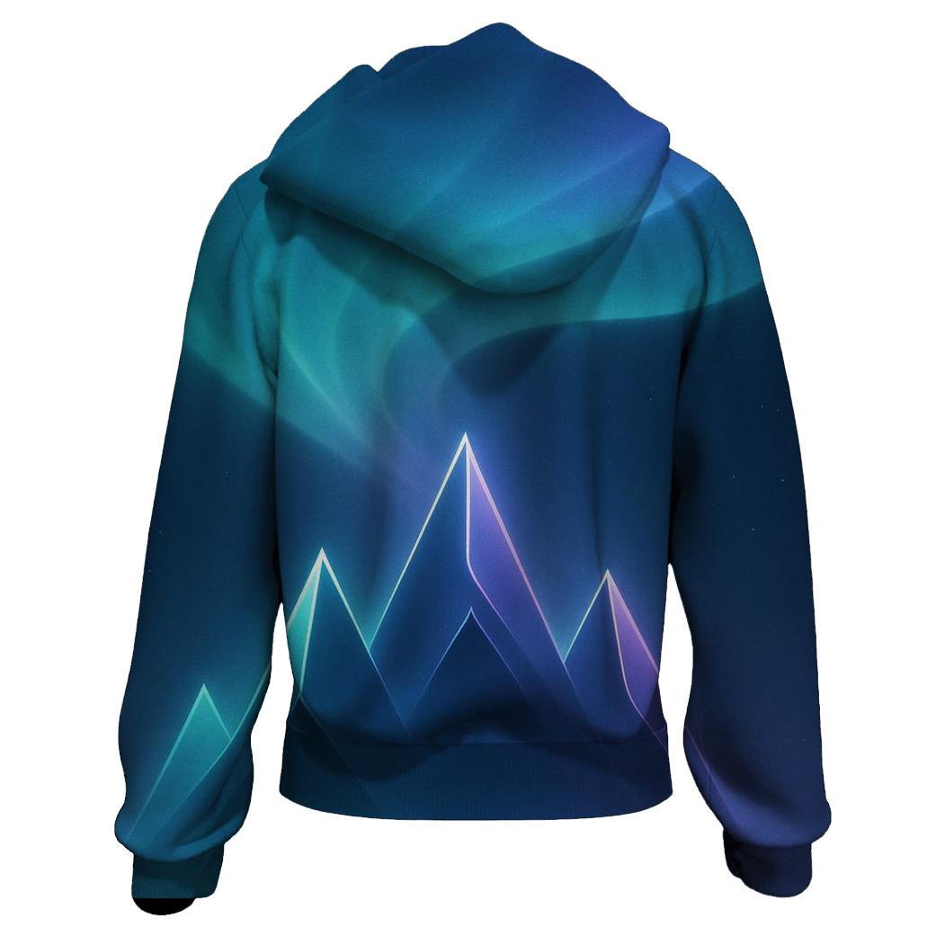 Aurora Veil Gradient Peaks embroidered hoodies