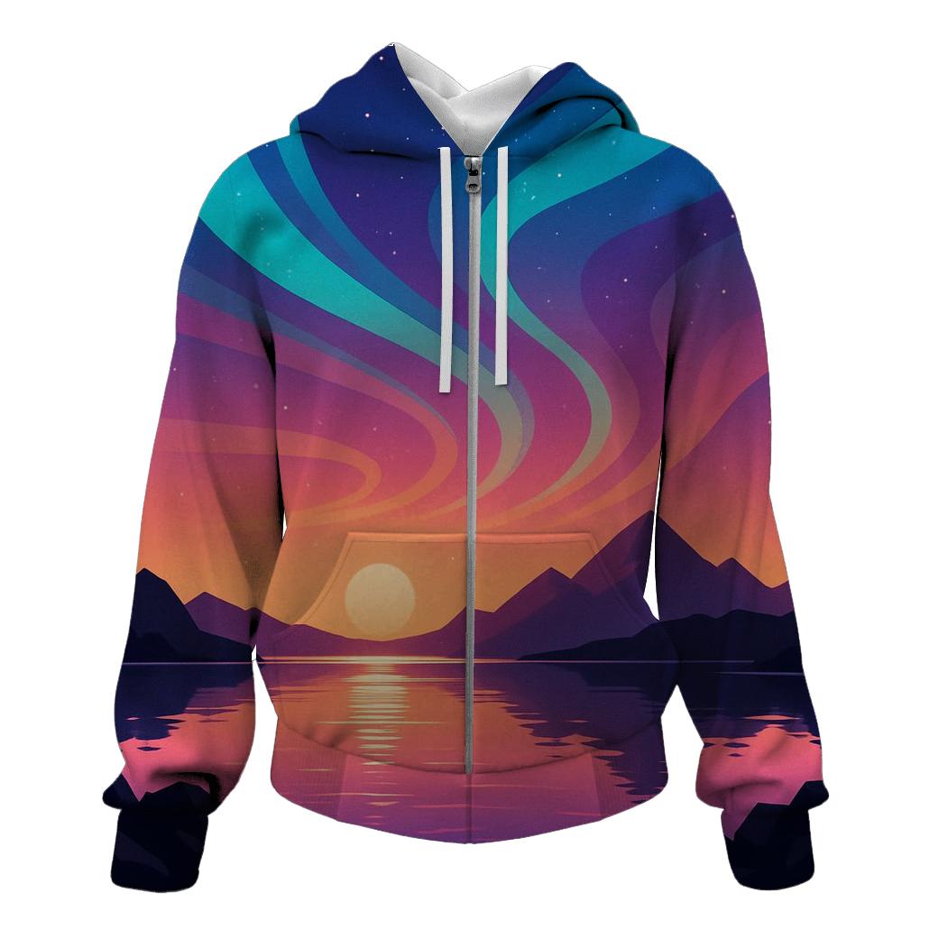 Aurora Sunset Over Crystal Lake hoodie trends