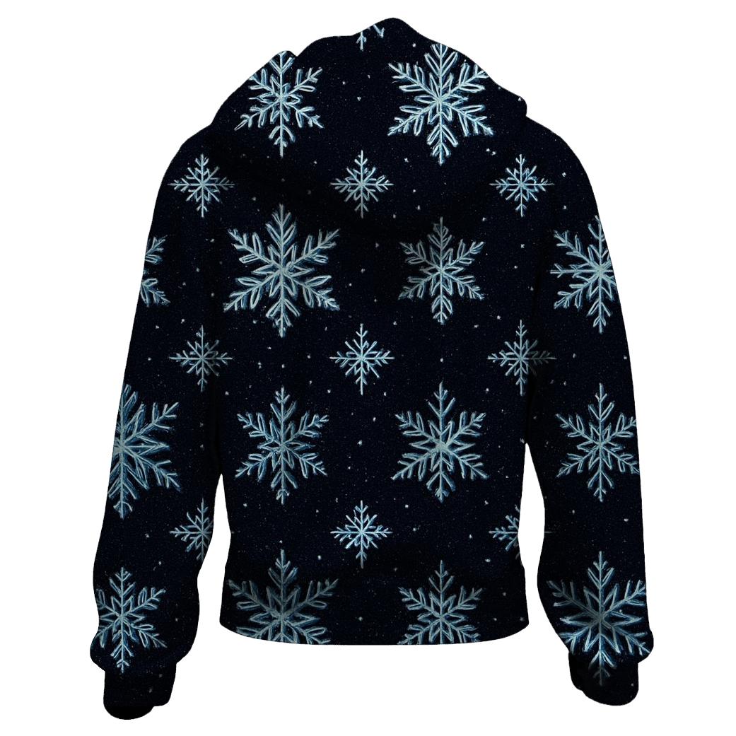 Glistening Snowflake Grid On Midnight Sky premium hoodies