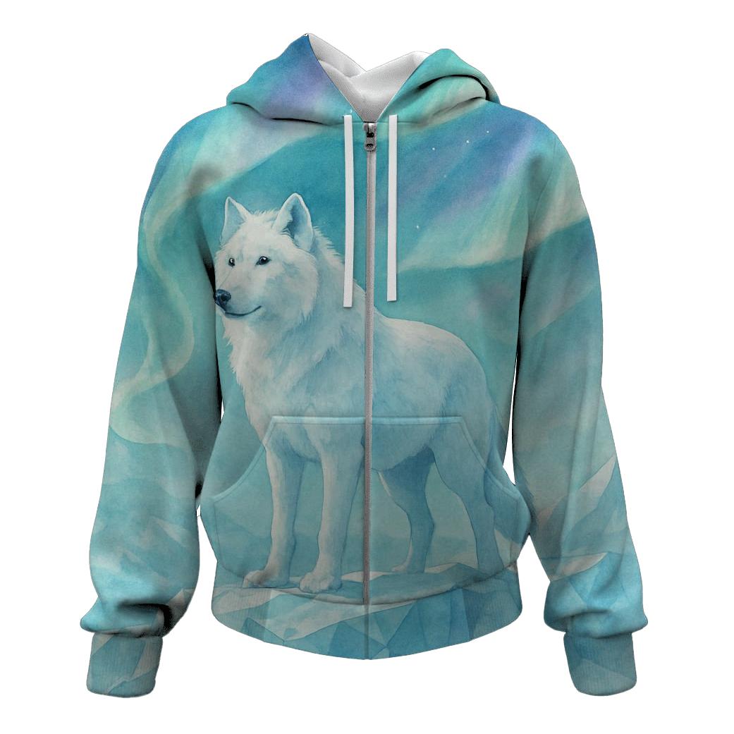 Aurora Glacier Guardian Wolf hoodie designs