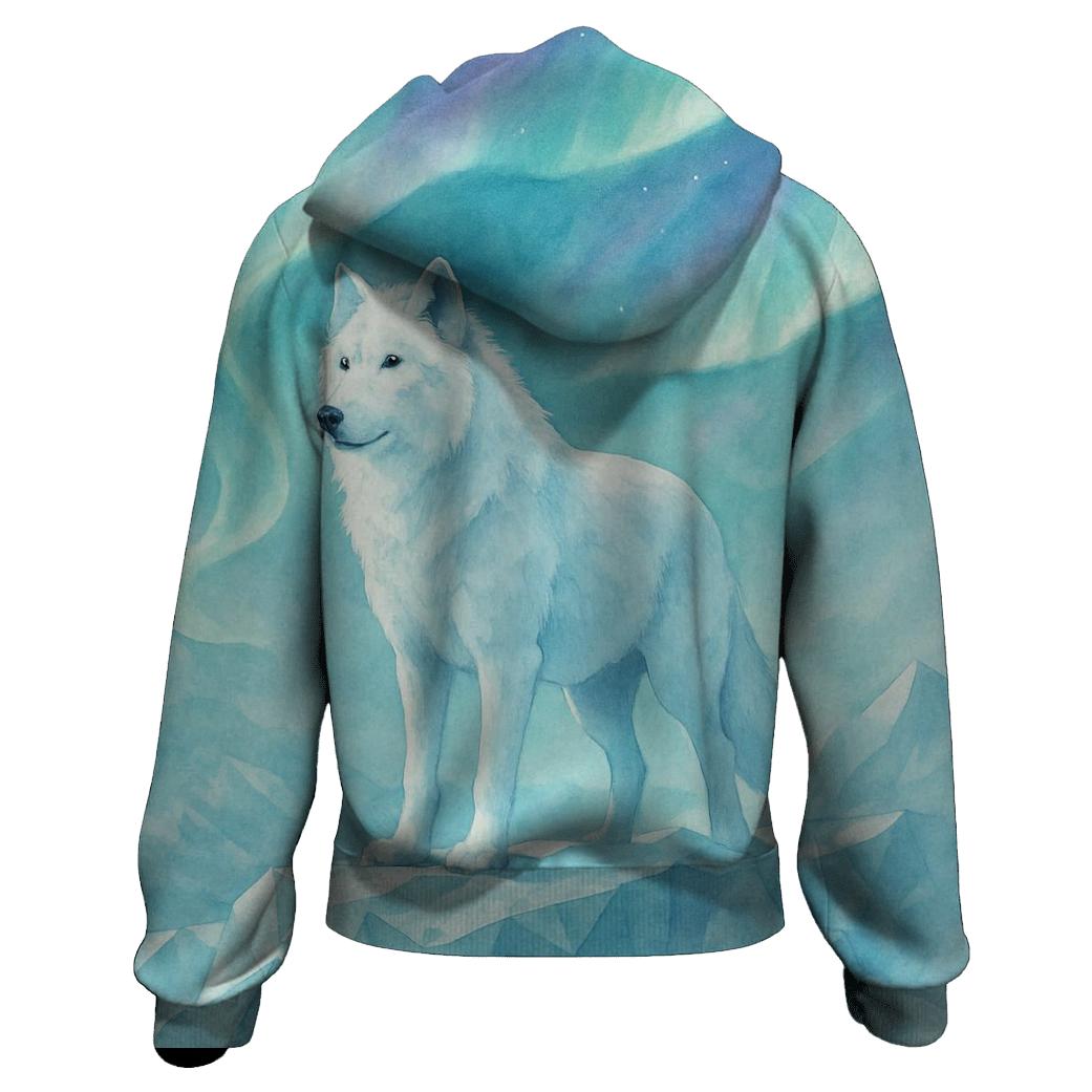 Aurora Glacier Guardian Wolf hoodie designs