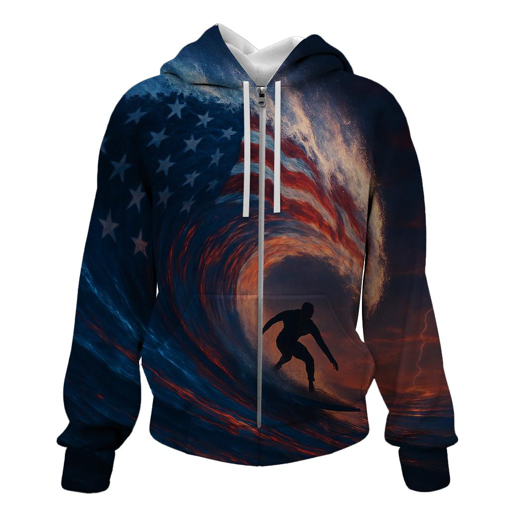 Patriotic Storm Rider Wave printed hoodies