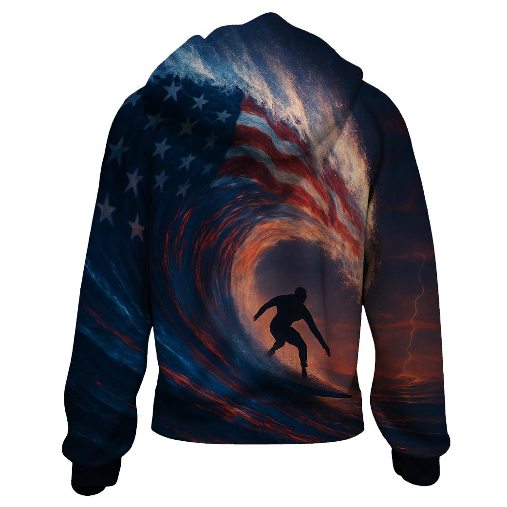 Patriotic Storm Rider Wave printed hoodies