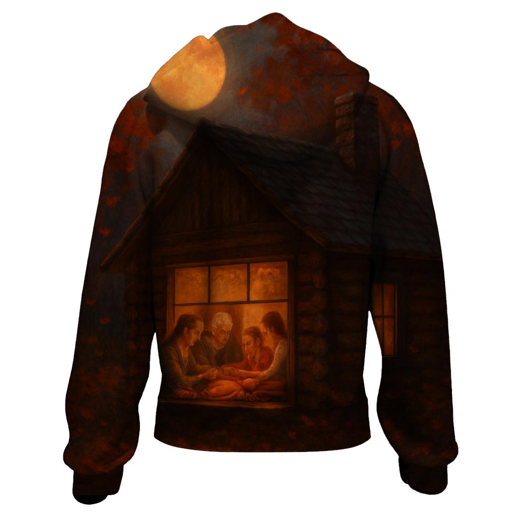 Harvest Moon Cabin Gathering printed hoodies