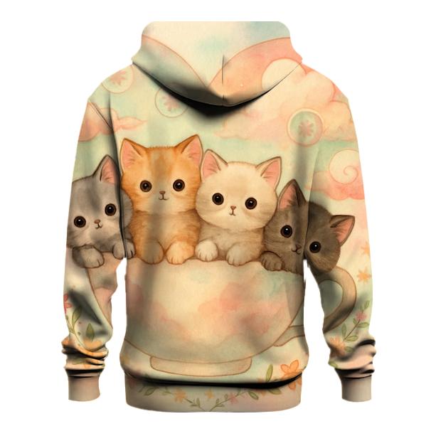 Pastel Dream Tea Party Kittens heavyweight hoodies