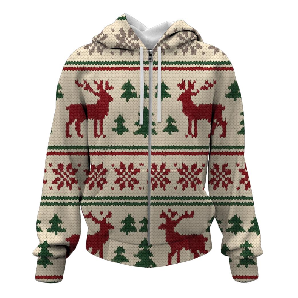 Nordic Reindeer Fair Isle Stripe heavyweight hoodies