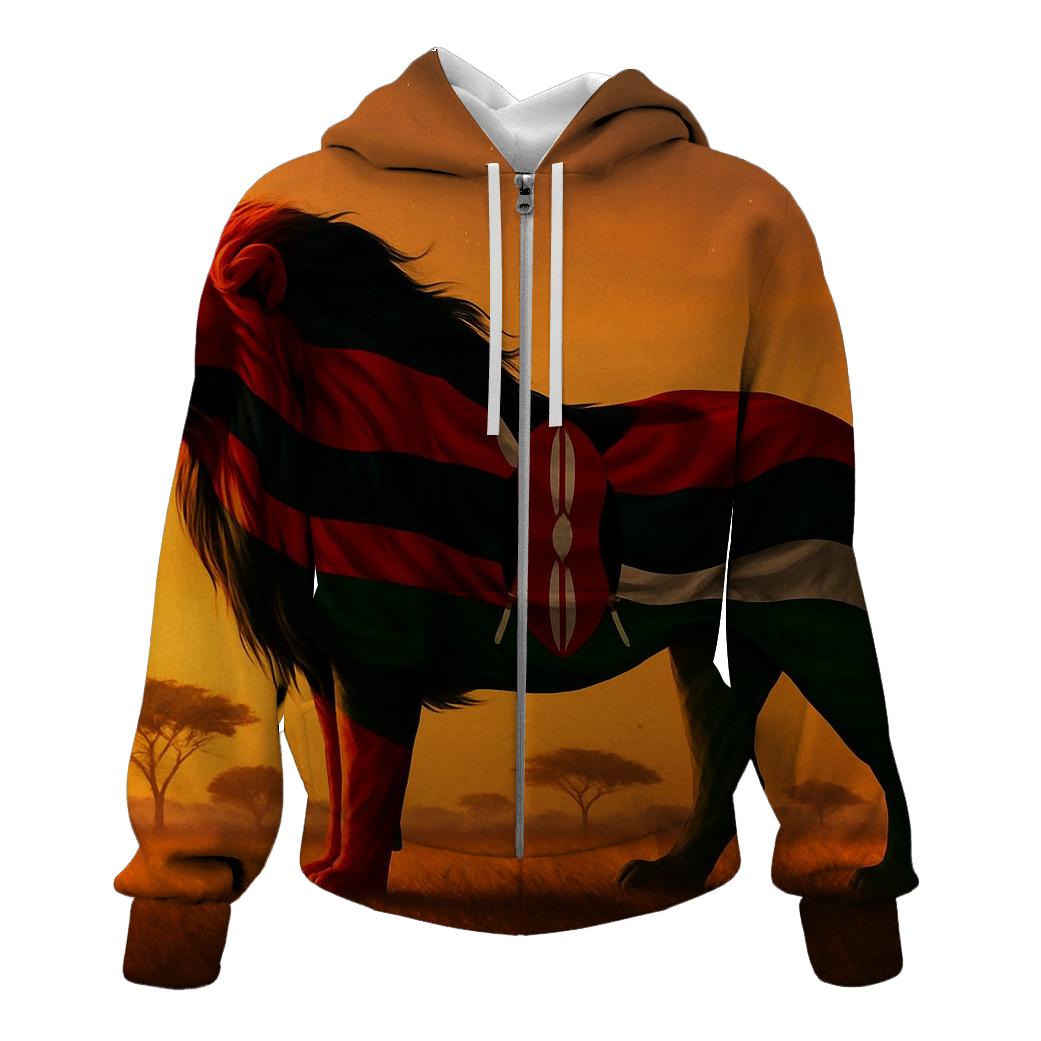 Kenyan Flag Savannah Lion Silhouette hoodie designs