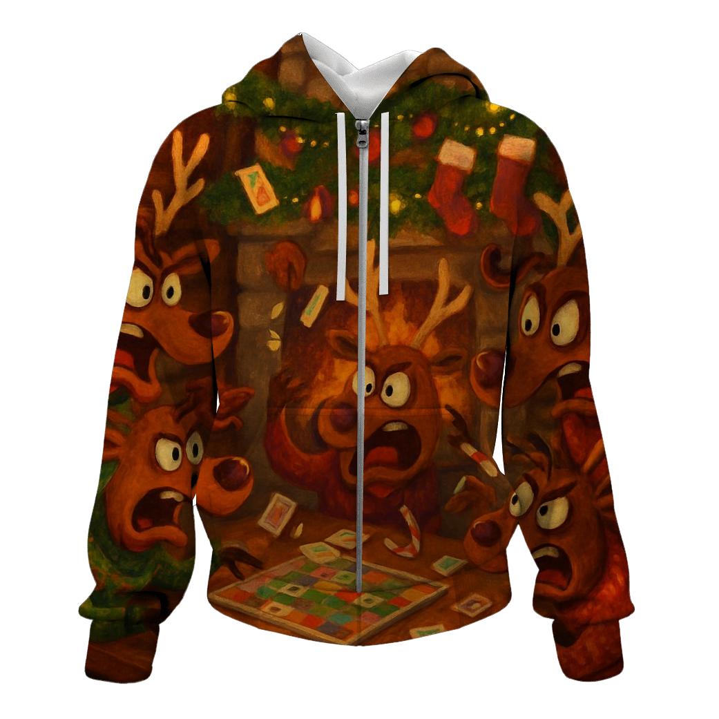 Reindeer Game Night Cabin Chaos hoodie styles