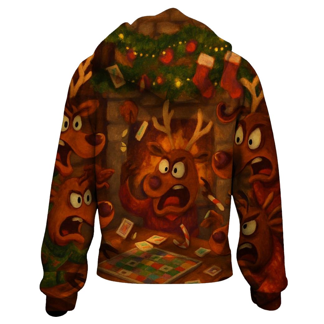 Reindeer Game Night Cabin Chaos hoodie styles