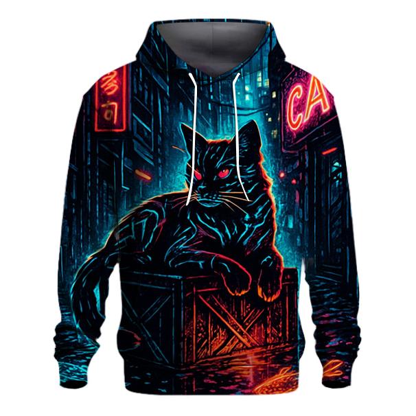 Cyber Alley Hacker Cat pullover hoodies