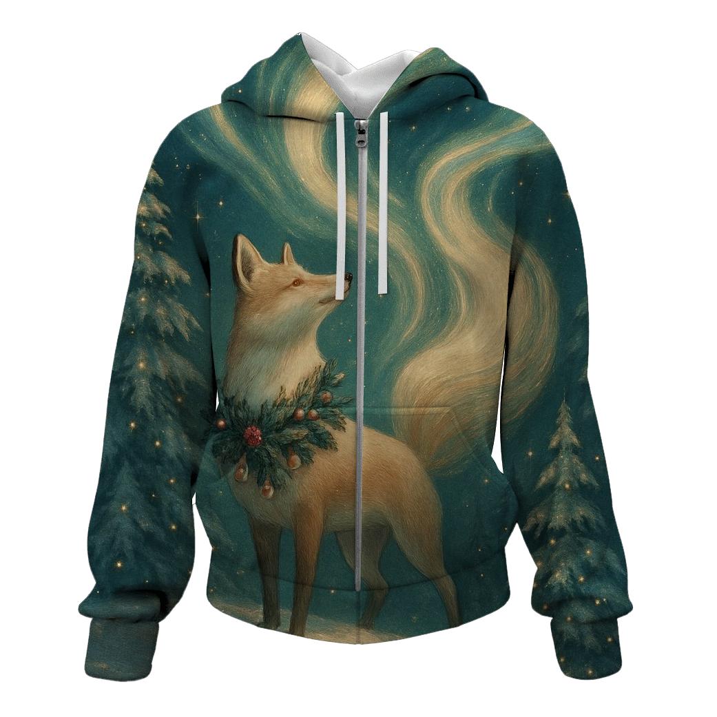 Aurora Fox In Christmas Forest hoodies fashion