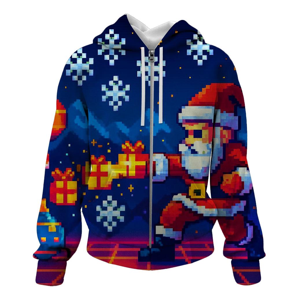 Retro Arcade Santa Battle hoodies fashion